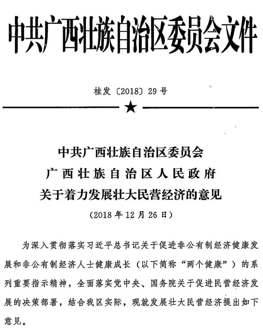 中共广西壮族自治区委员会自治区人民政府关于着力发展壮大民营经济的意见